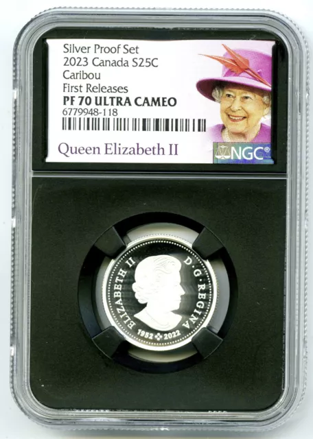 2023 Canada 25 Cent Silver Proof Ngc Pf70 Uc Queen Elizabeth Ii Reign Quarter Fr