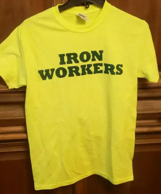 Iron Workers Building America Size Small Yellow T-Shirt Front and Back Logo