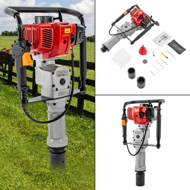 2 Stroke Gas Powered Pile Driver Fence T Post Push Pile Kit Gasoline Engine 52CC