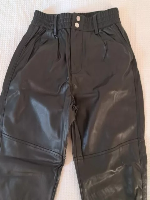 BERSHKA Pantaloni ecopelle neri cargo donna ragazza tg. EUR 36 (IT 40) 2