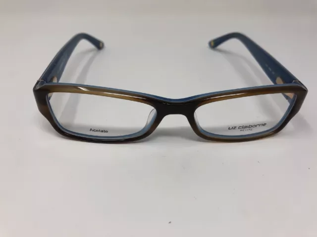 Liz Claiborne Eyeglasses Frame L435 01PR 48-15-130 PETITE FIT BROWN BLUE W627