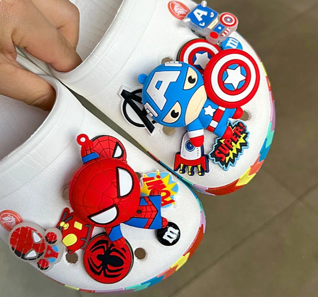 Marvel Hero Spider-Man Captain Hero LED Jibbitz  Crocs Jibbitz  Parts 14ps Set