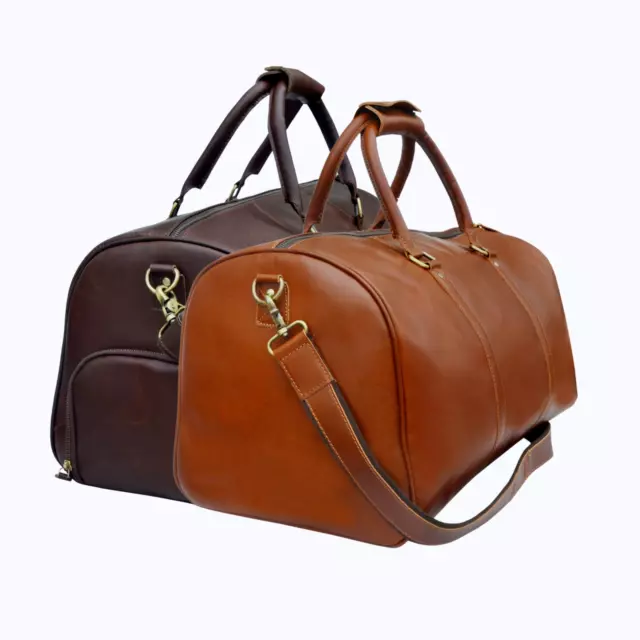 Premium Full Grain Leather Duffle YKK Zipper, 22" Weekender Bag, Free Shipping