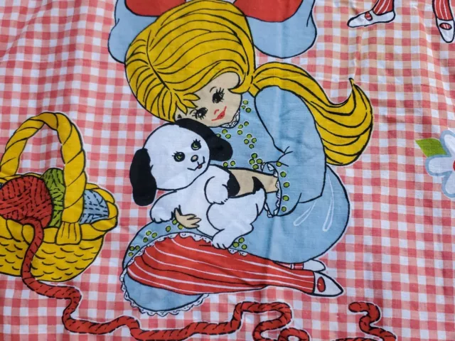 Vintage Sleeping Bag Mod 60s 70s Blonde Girl Puppy Gingham Slumber Party MCM