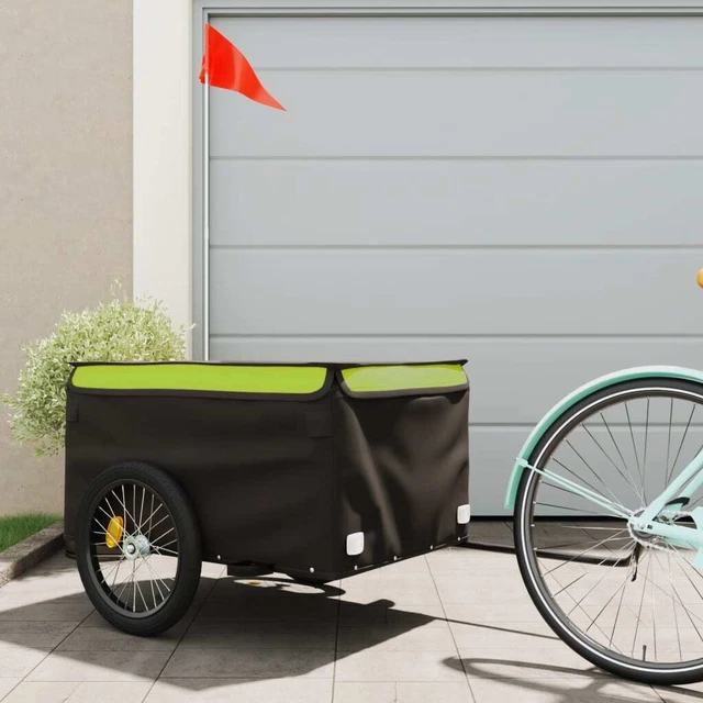 Remolque de carga para bicicleta hierro negro y rojo 45 kg vidaXL