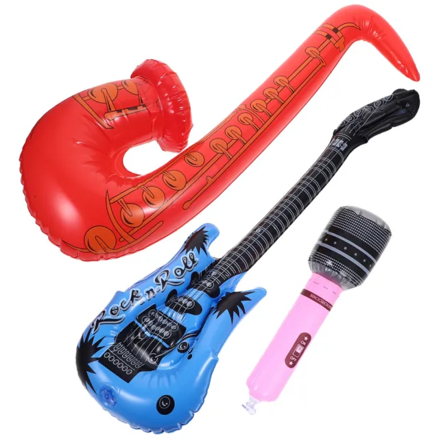 3 Pcs M Child Blow up Guitar Inflatable Microphone Juguetes Para Niños