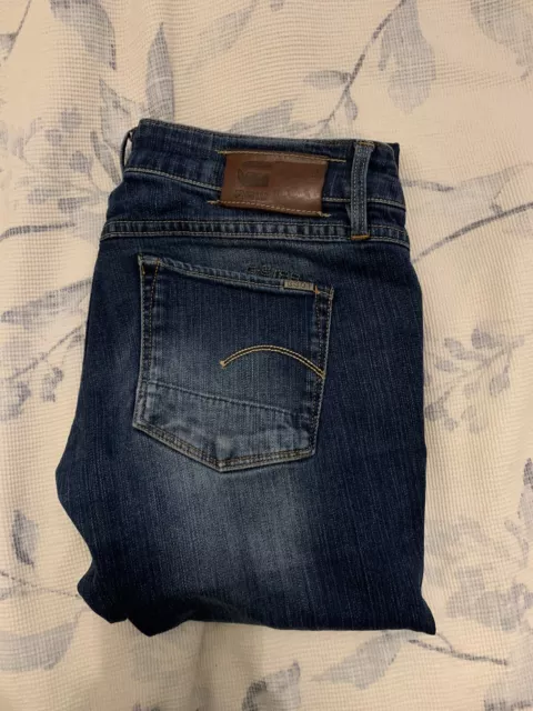 G-STAR RAW Jeans 3301 Womens W 27 x L 30.5 32 Blue Straight Medium Wash Ladies
