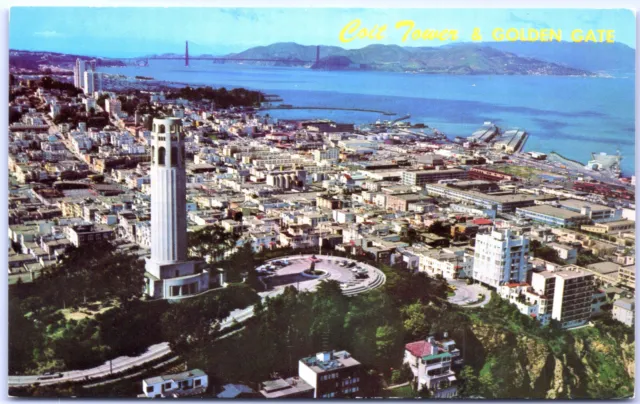 Postcard CA Aerial View of Coit Tower & Surrounding Area San Francisco c1960s L7