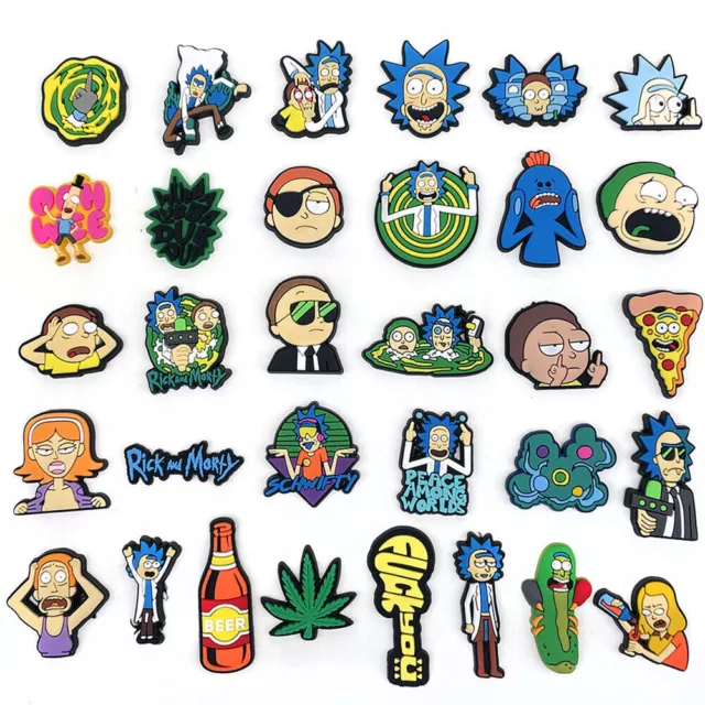32PCS Rick and Morty Croc Shoes Charms Shoe Buckles Charm Pins Accessories Deco﹏