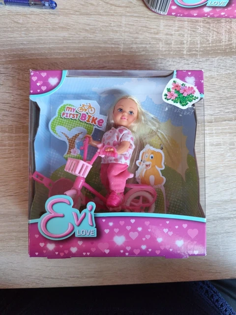 Simba Evi Love My First Bike – Bewegliche Puppe Mit Fahrrad, Helm & Stützrädern, 12 Cm, Ab 3 Jahre