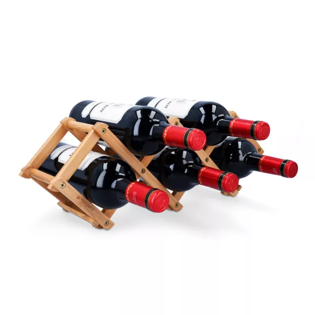 Estante para almacenar 5 botellas de vino botellero pequeño plegable de bambú