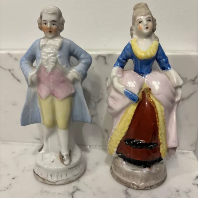 Vintage Ceramic Figurine Couple Japan & Occupied Japan Colonial Man and Woman 3