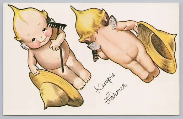 Doll~Artist Rose O'Neill~Kewpie Farmer~Hat & Rake~Kewpie Reprint~Vintage PC
