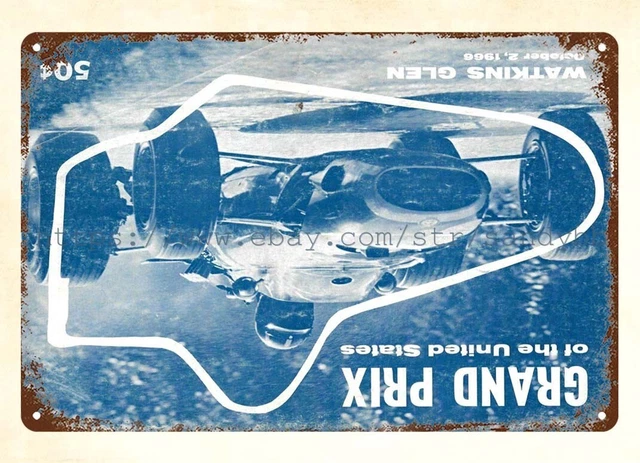 1966 US Grand Prix Watkins Glen car race metal tin sign where to shop wall art