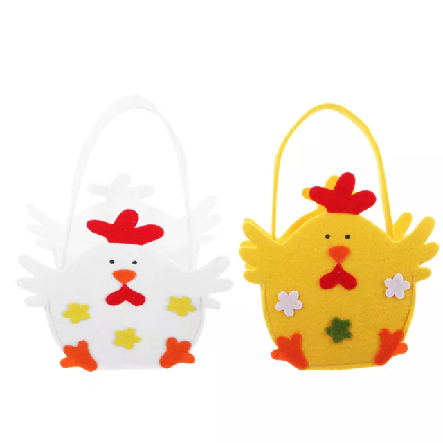 2 Pcs Chick Gift Bag Cloth Child Easter White Tote Bucket with Handle