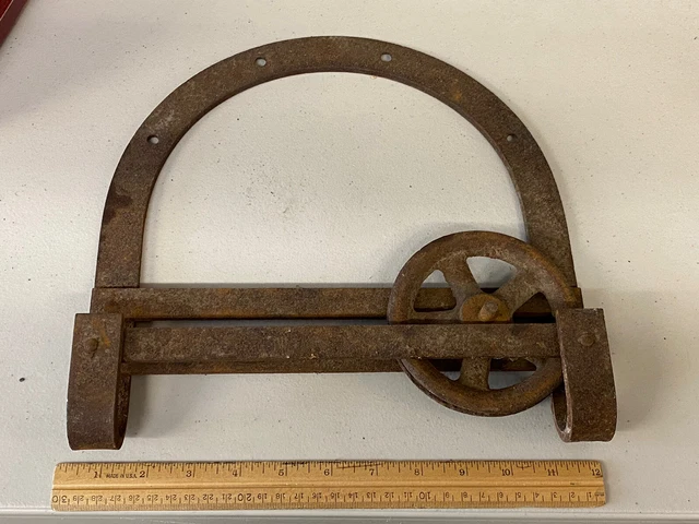 ANTIQUE ARCHITECTURAL SALVAGE PIECE - DOOR BARN DOOR PIECE MOUNT w ROLLING WHEEL