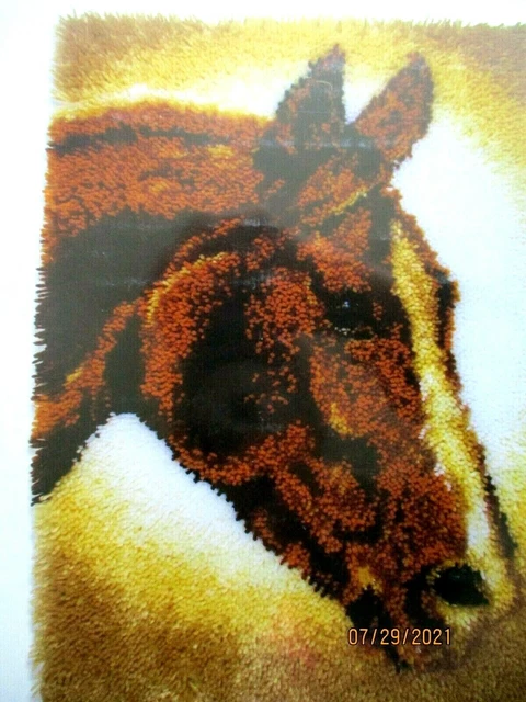 Kit De Lona De Alfombra De Gancho De Pestillo ""Un Caballo"" Un Retrato De Caballo Grande