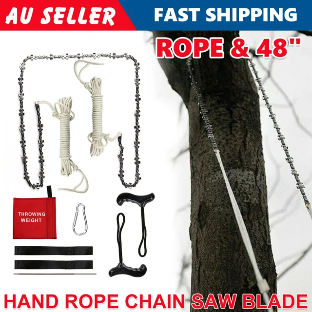 48inch High Reach Tree Limb Hand Chain Saw Rope 42 Teeth Cutter Chainsaw Blades