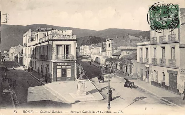 Algérie - ANNABA Bône - Colonne Randon - Avenues Garibaldi et Célestin - Pharmac