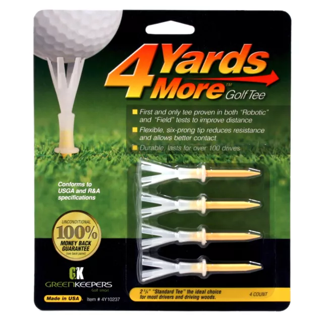 4 Yards More Golf Tees 2 3/4" Pack - 4 Standard Yellow Plastic Tees