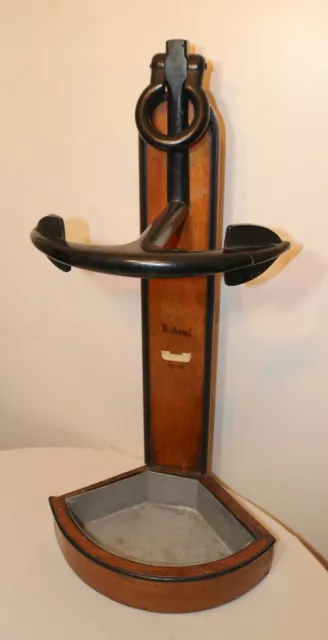 RARE antique 1800's J Hope handmade anchor nautical umbrella cane holder stand