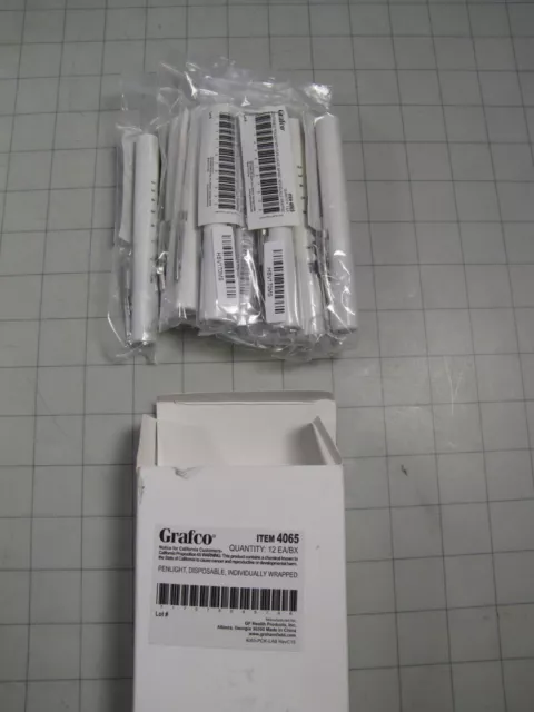 12-pk Grafco 4065 Disposable Penlight w/ Pupil Gauge Imprint NEW