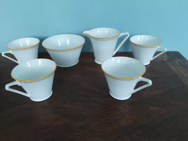 Bell China Vintage Art Deco 4 Tea/Coffee Cups, Sugar Bowl Milk Jug Very Elegant