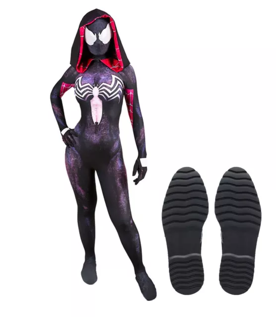 costume spiderman Gwen Stacy nero spider professional adulti donna con cappuccio