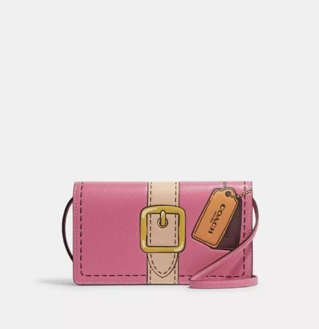 NWT Coach Anna Foldover Clutch Crossbody With Trompe L'oeil Print MSRP $318