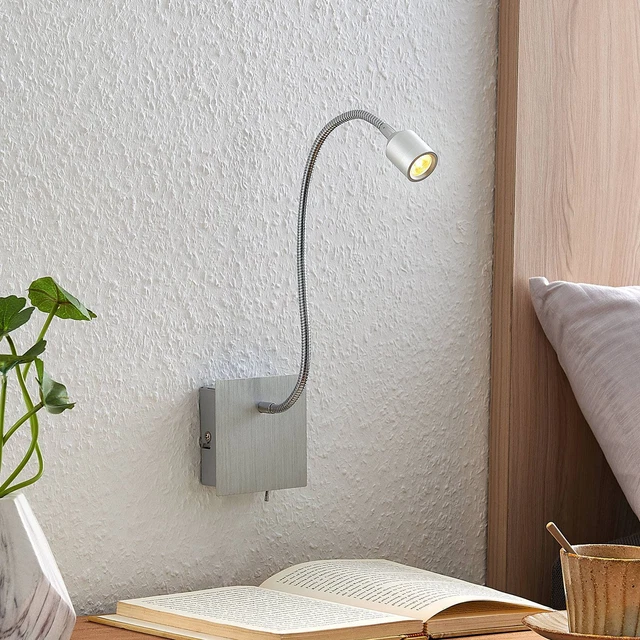 LED-Wandlampe Anjalee Schalter Flexarm Beweglich Flexibel Lindby Leuchte Alu