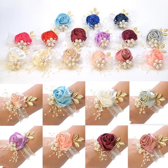 Bride Wrist Flower Rose Corsage Bridesmaid Groom Boutonniere Gifts Wedding