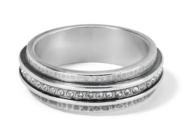 Brighton Silver Crystal Meridian Lumens Nexus Band Ring Jewelry Size 9 New