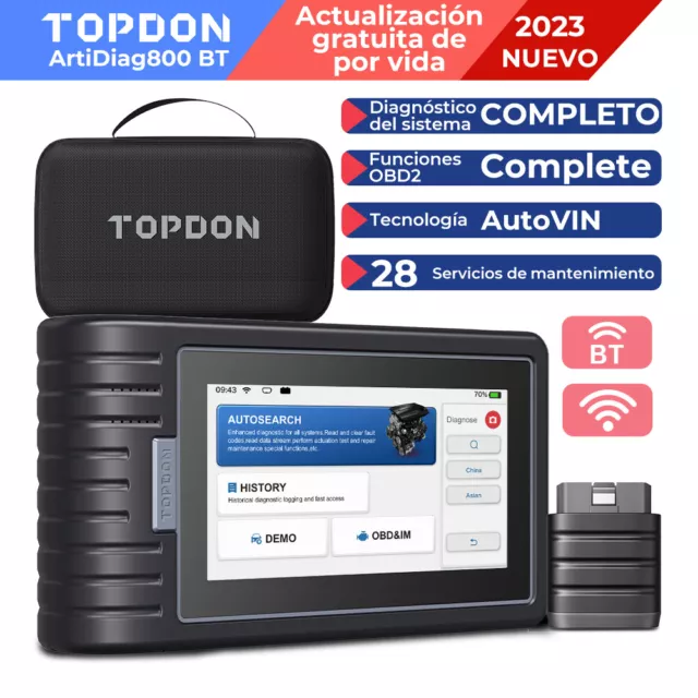 TOPDON AD800 BT Lector de Códigos OBD2 Dispositivo de Diagnóstico del Automóvil