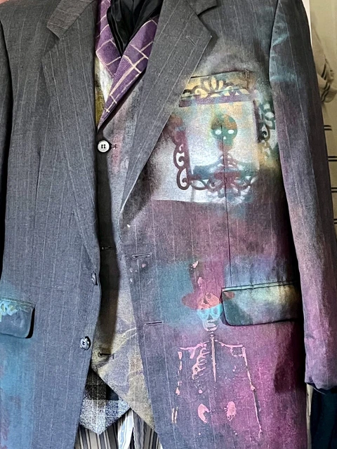 ooak BROADWAY STEAMPUNK Basquiat-Mardis Gras-inspired, hand-painted GOTH Jacket