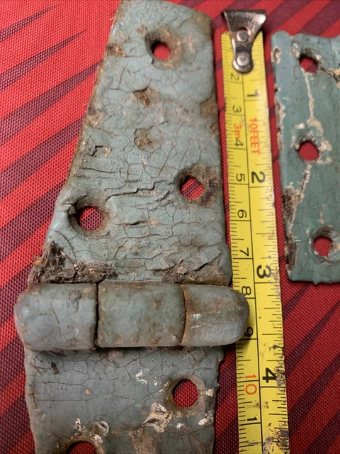 Vintage Authentic Chippy Painted Rusty Barn Shed Door Hinges Salvage 2 Total! 2