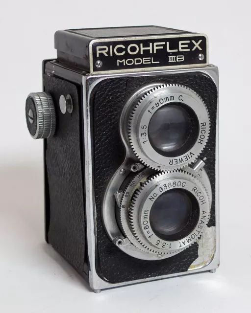 Ricohflex Model IIIB 80mm 1:3.5 Lens TLR Medium Format Film Camera Vintage As Is
