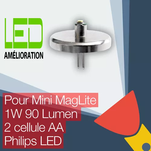 Mini MagLite LED mise à niveau ampoule Torche 2AA cellulaire Philips LED