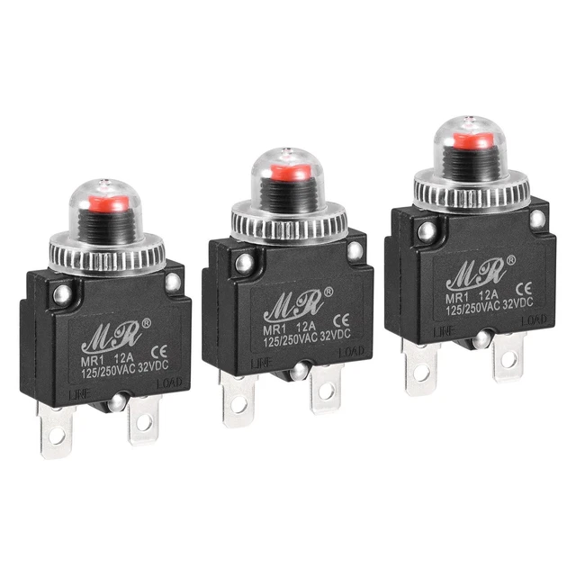 Circuito Sovraccarico Protettore 12A AC125/250V DC32V Premi Pulsante 3pz