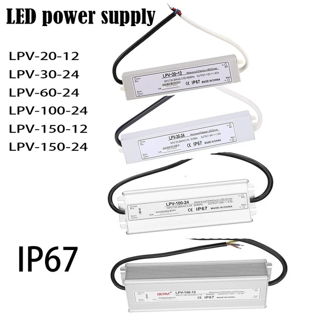 LED Power Supply IP67 LPV  5 12 24 36 48V 20-150 Watt Transformer/ For Outside.