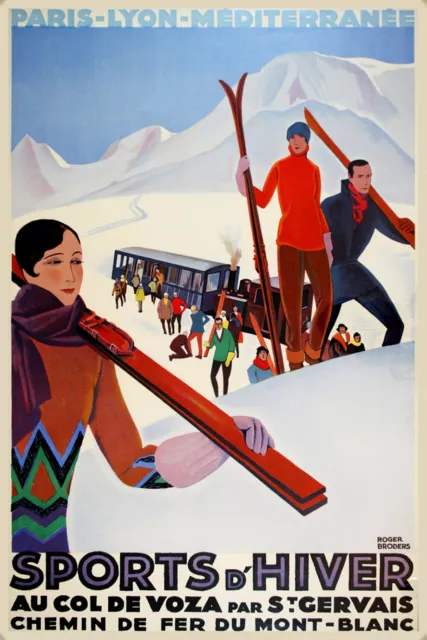 Sports d'Hiver Ski Poster Col de Voza St Gervais Roger Broders PLM Art Print 324