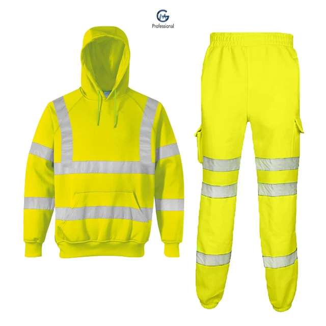 Hi Vis Viz Trainingsanzug Hochsichtbarkeit Hoodies Joggerhose Herren Pullover Arbeitskleidung