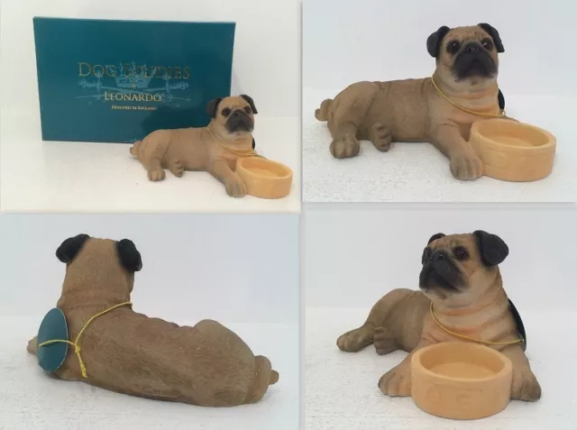 Leonardo Collection Fawn Pug With Bowl Ornament Dog Figure Bnib