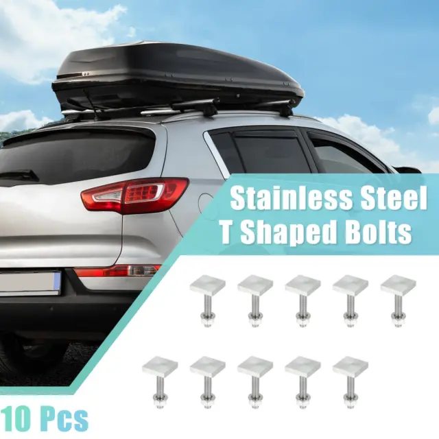 10pcs Car Roof Rack T Shaped Bolt Rooftop T Shaped Track Bolts W/ Nuts Washers