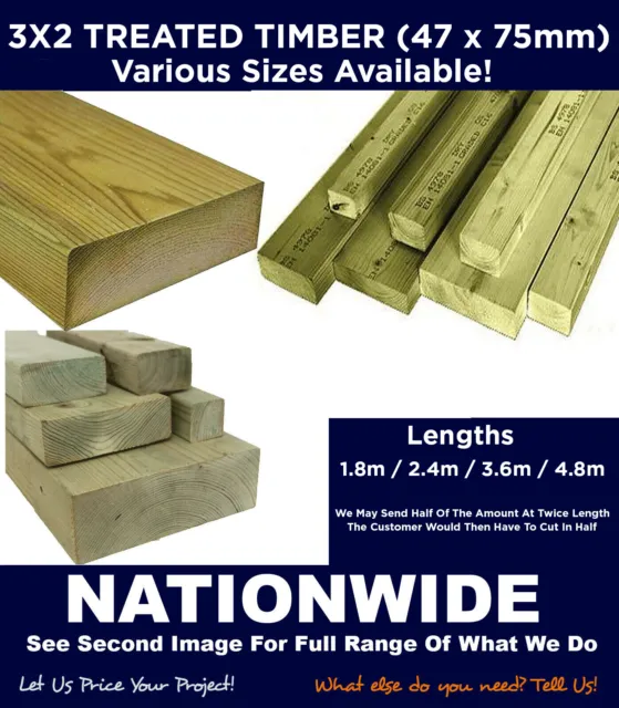 Timber Treated 3x2 - Various Lengths C16/C24 FREE DELIVERY