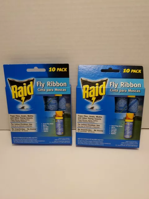B2 - Fly Ribbon Sticky Tape by Raid TWO 10 Packs Flying Insects - 20 total traps