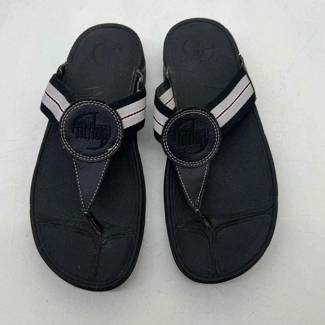 FitFlop Walkstar 1900 Sandals Thong Flip Flops Thong Womens Sz 10 Workout Black 2