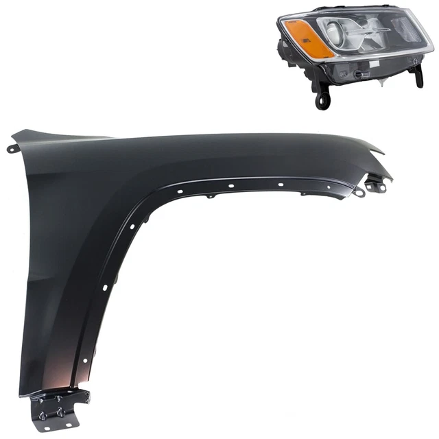 Kit Headlight Driving Head light Headlamp Passenger Right Side Hand for Jeep
