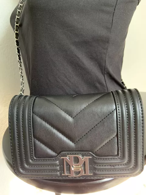 Nwt Vegan Leather Studio Badgley Mischka Black Tote Cross Purse Handbag Bag $129