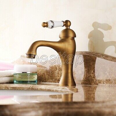 Antique Brass Single Lever One Hole Bathroom Basin Mixer Tap Faucet snf093