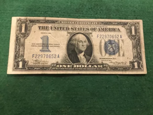 1934 1$ "Funnyback" ONE DOLLAR SILVER CERTIFICATE